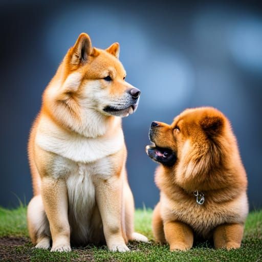 Shiba Inu and Chow Chow Dogs Together