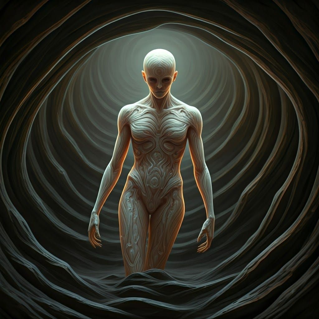A subterranean being, adapted to life in the depths of the E...