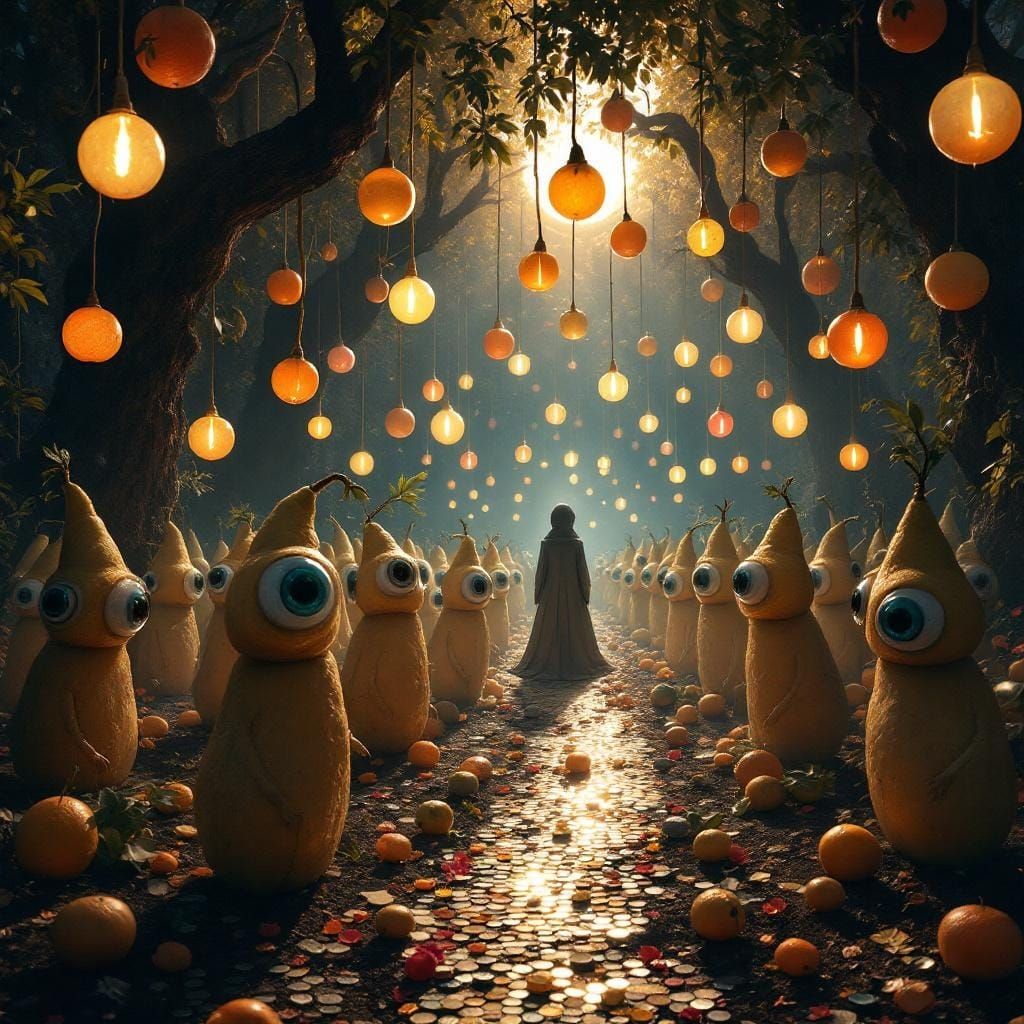 Shakespearean Fruit in Eyeball Hats: Surrealist Altar Scene