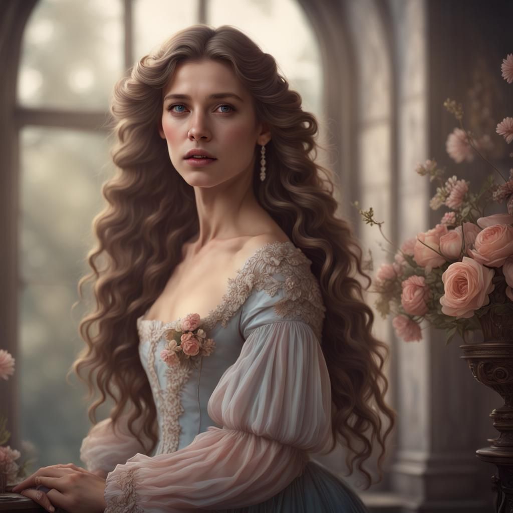 Regency Era Woman in Detailed Matte Painting