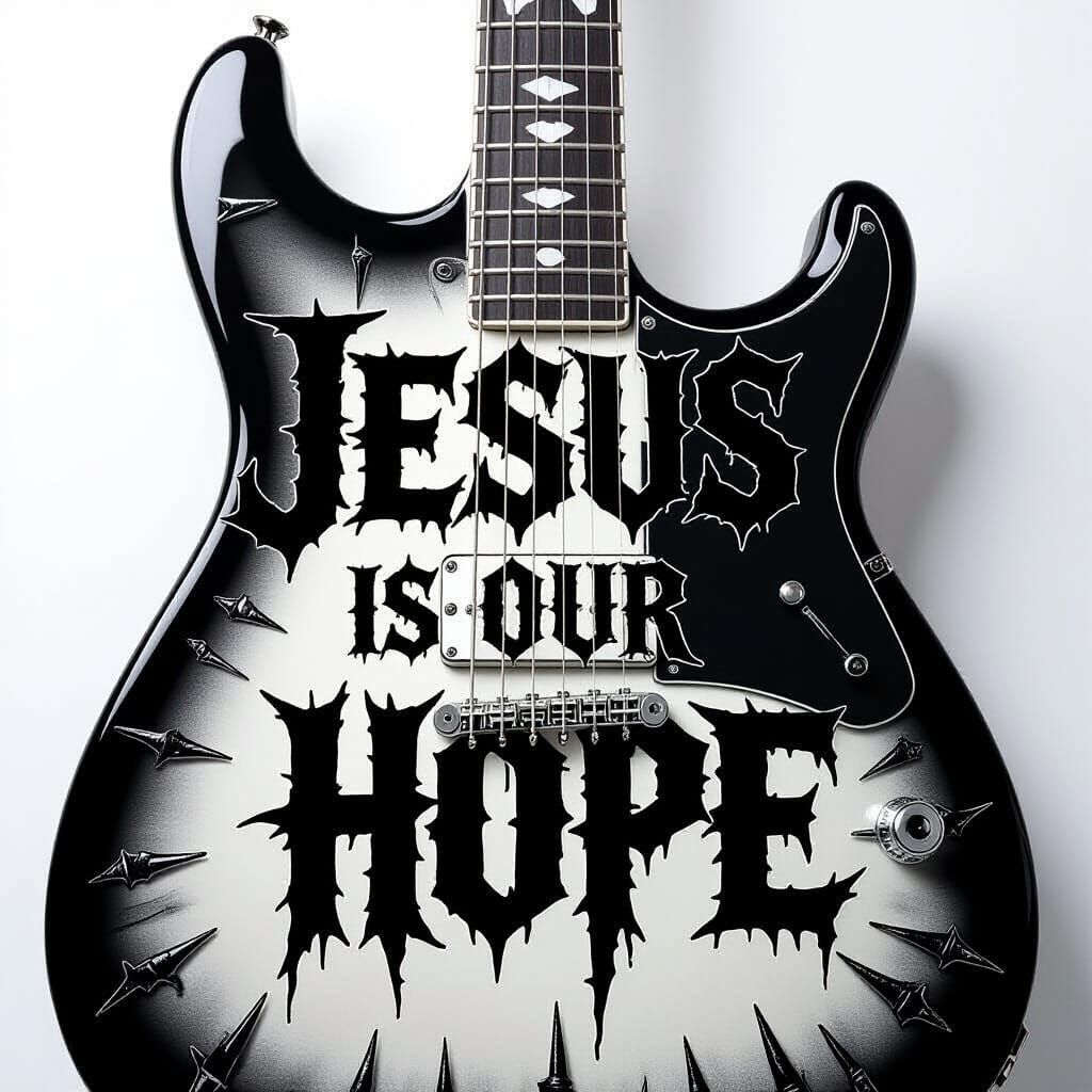 Electric Guitar with Thorny Calligraphy