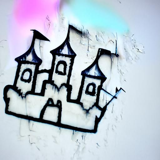 Castle Graffiti Poster Art with Volumetric Lighting