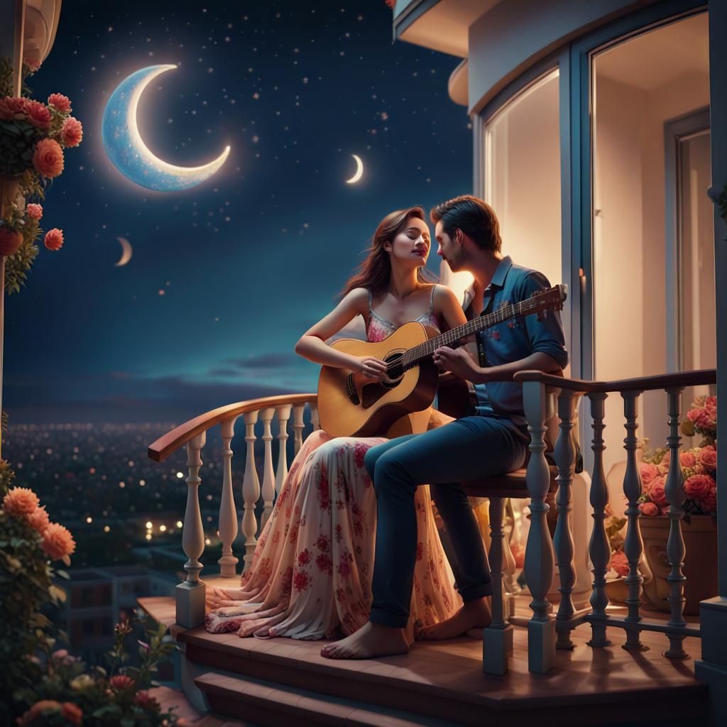 Romantic Night Serenade with Guitar