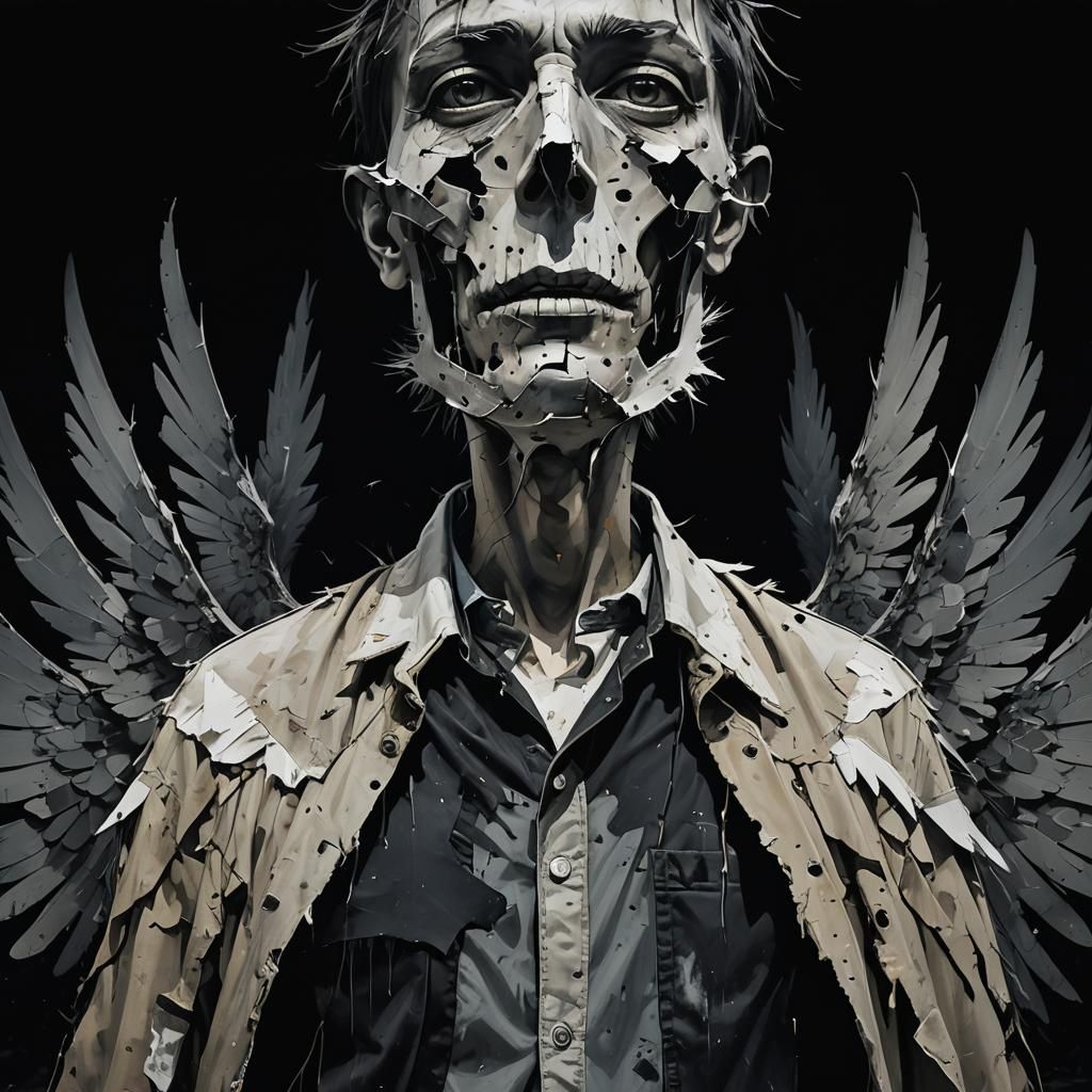 Ethereal Moonlit Figure in Abstract Expressionism