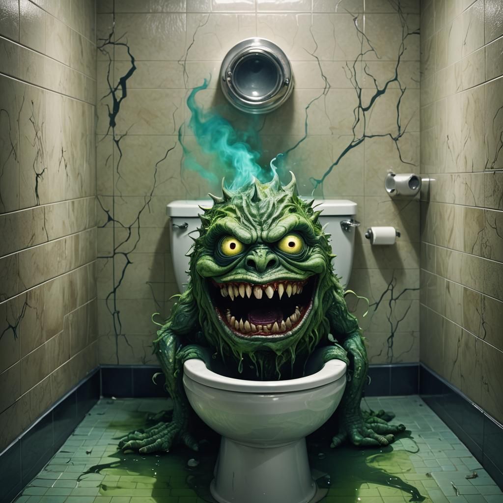 Eerie Monster Emerges From Haunted Toilet Bowl