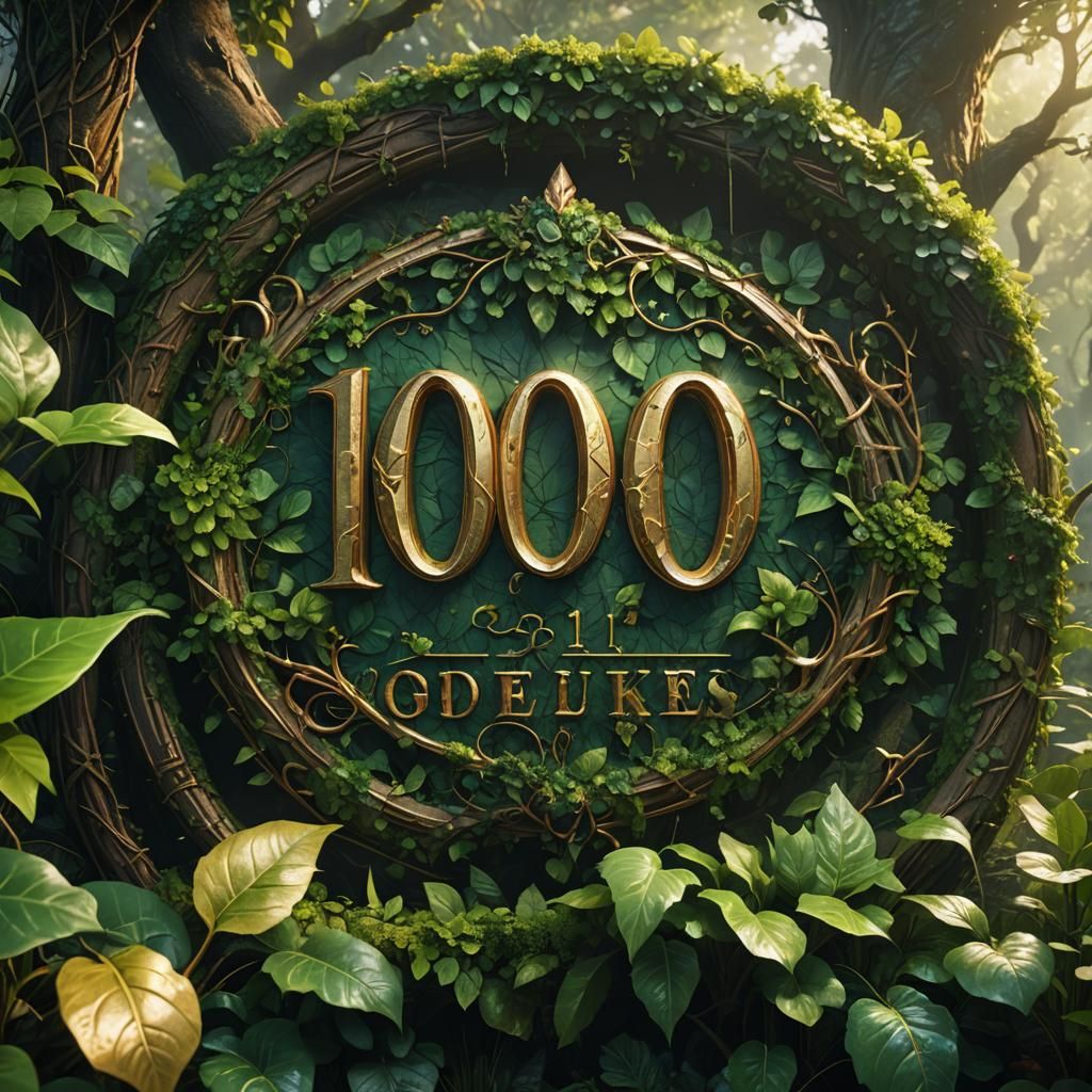 Mystical Forest Sign with 100 Likes in Gold