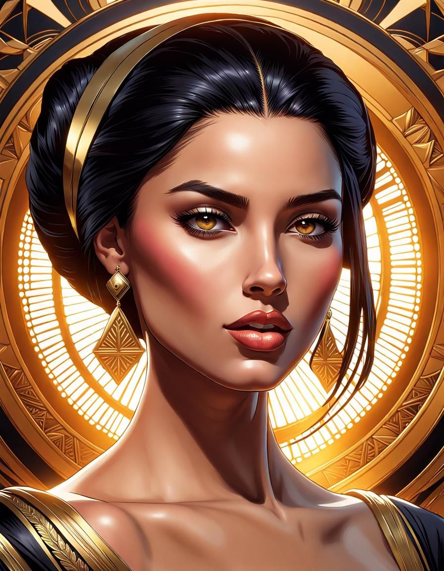 Attractive Algerian Woman Portrait in Hyperdetailed Style