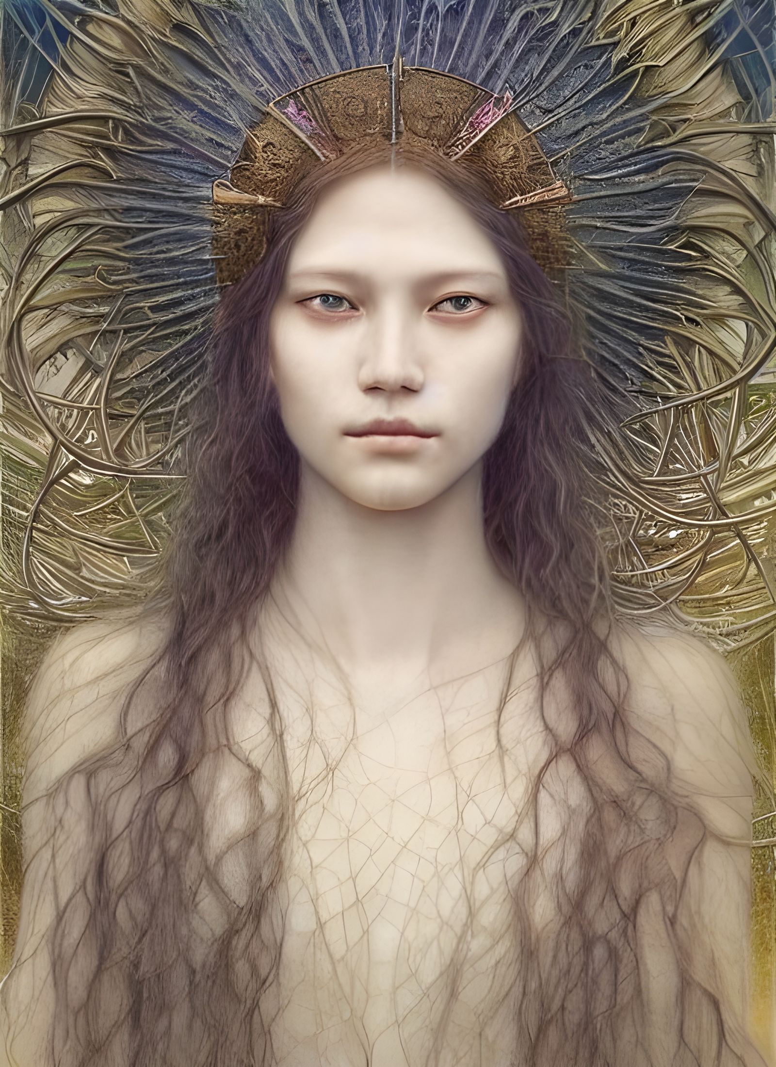 Divine High Priestess Portrait in Dark Fantasy Style
