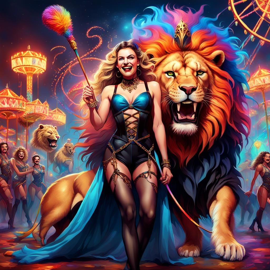 Ringmaster with Lion at Carnival: Matte Painting