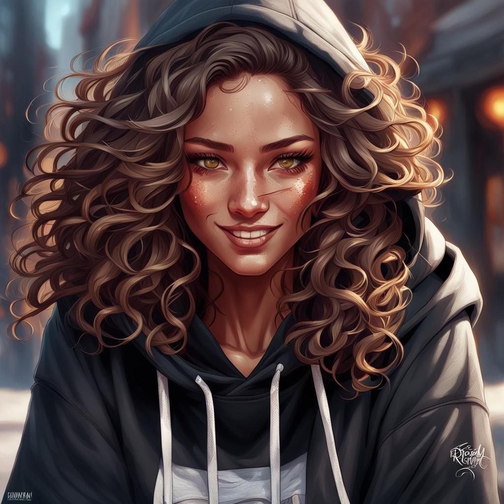 Teen Girl Portrait in Hyperdetailed Digital Art Style