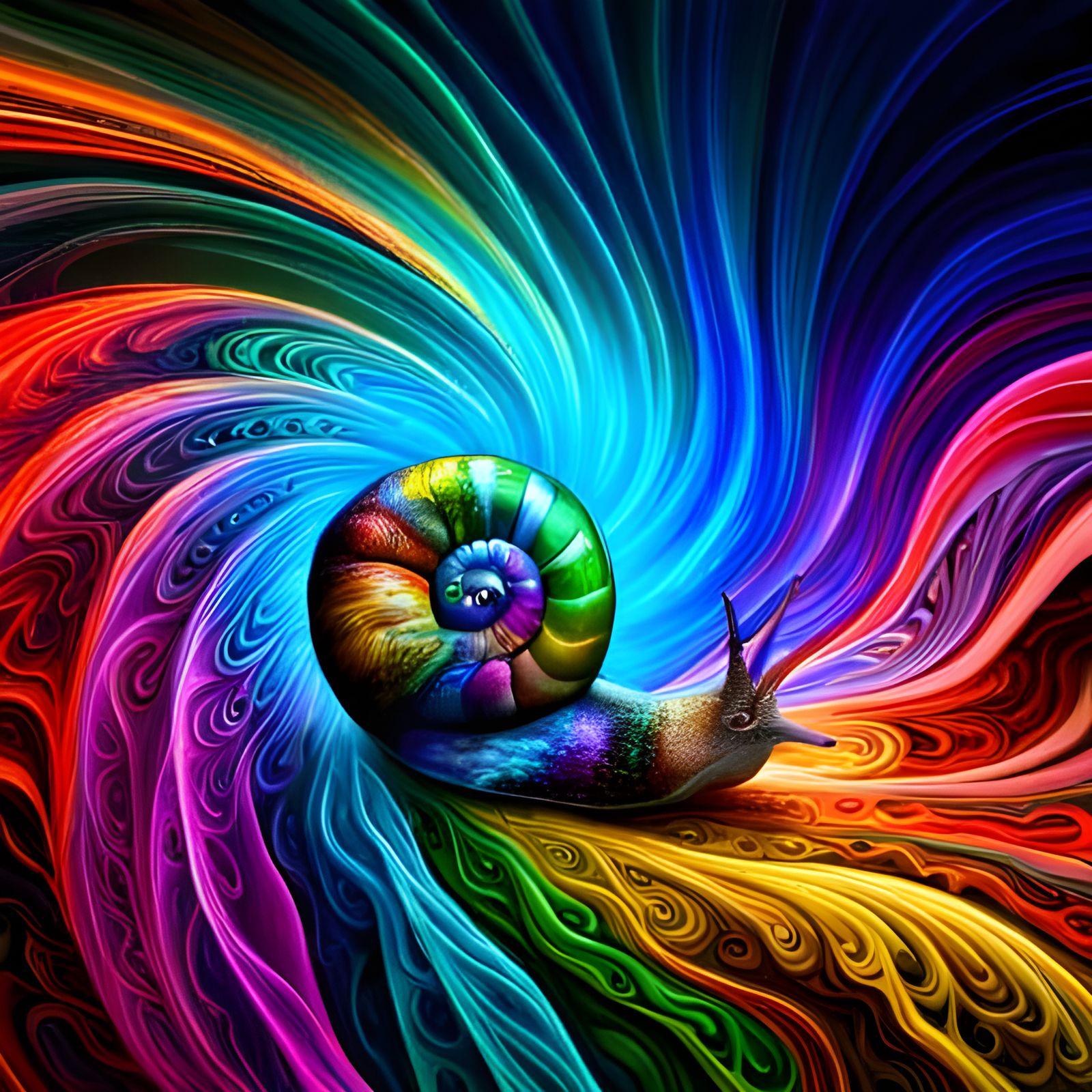 Rainbow Shell Snail: Hyperdetailed Iridescent Concept Art