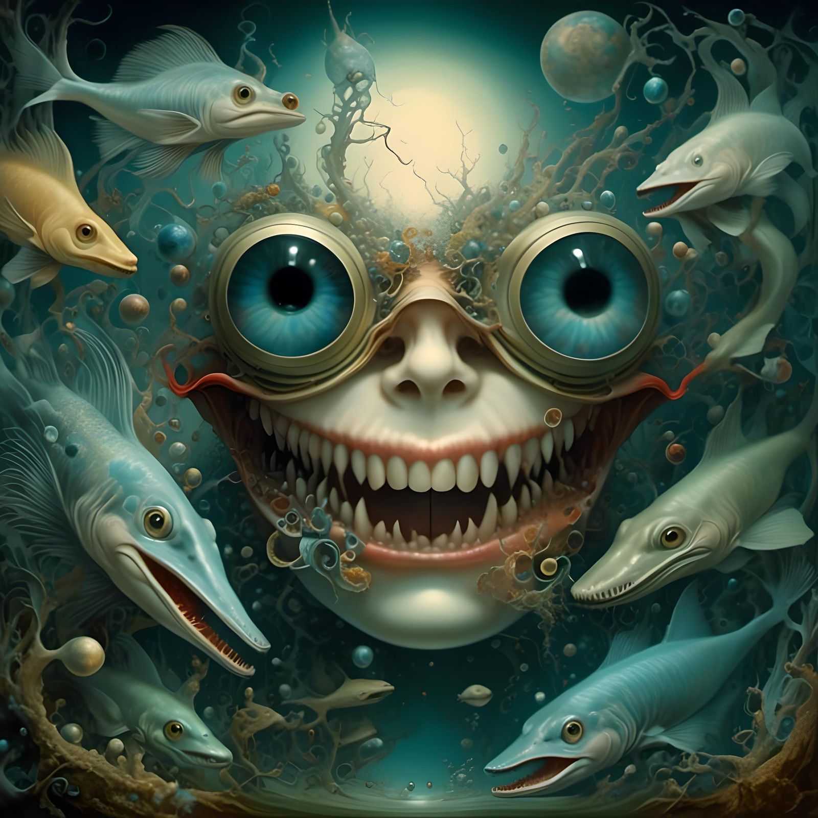 Surreal Eel Feast: A Digital Masterpiece