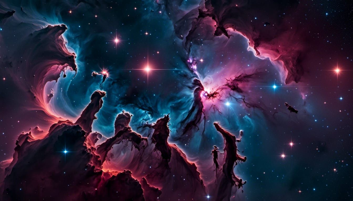 <lora:Cosmalactic:1.0> <lora:SuperHyperrealism:1.0> 4hd nebula pillars of creation pillars of light