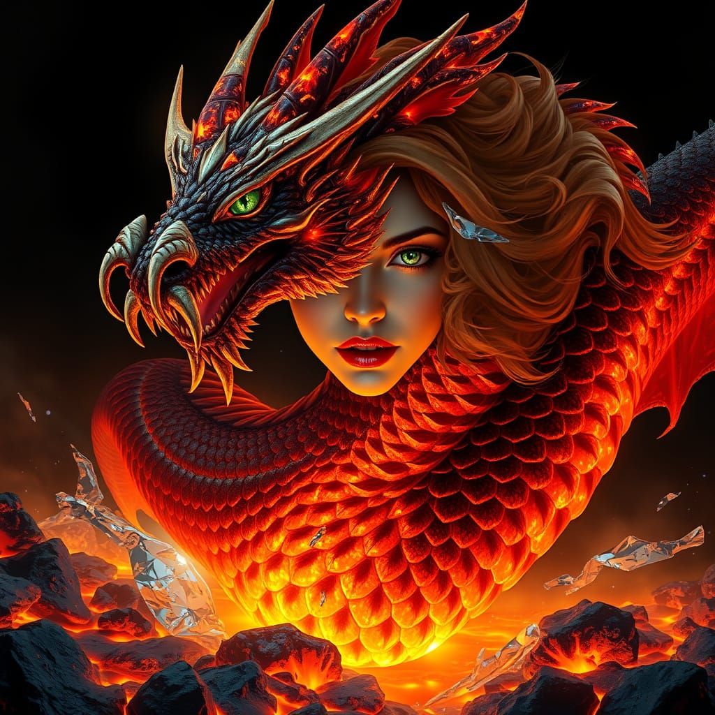 Hyper-Realistic Chimera Emerges from Lava Depths