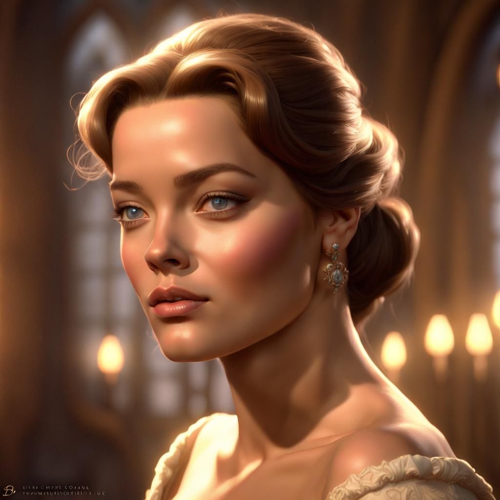 Enchanting Princess with Ponytail in 3D Render