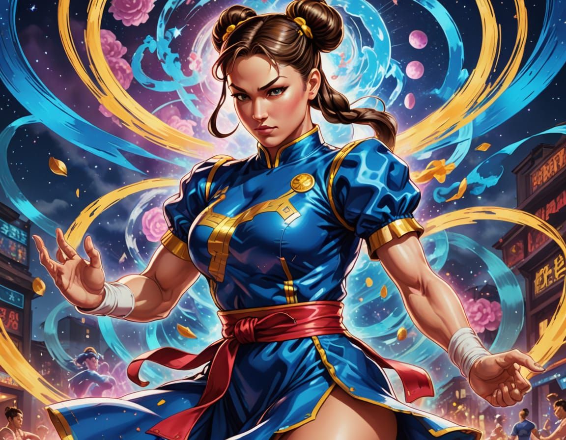 Chun-Li and Cammy Ballroom Dancing, Holographic Illustration