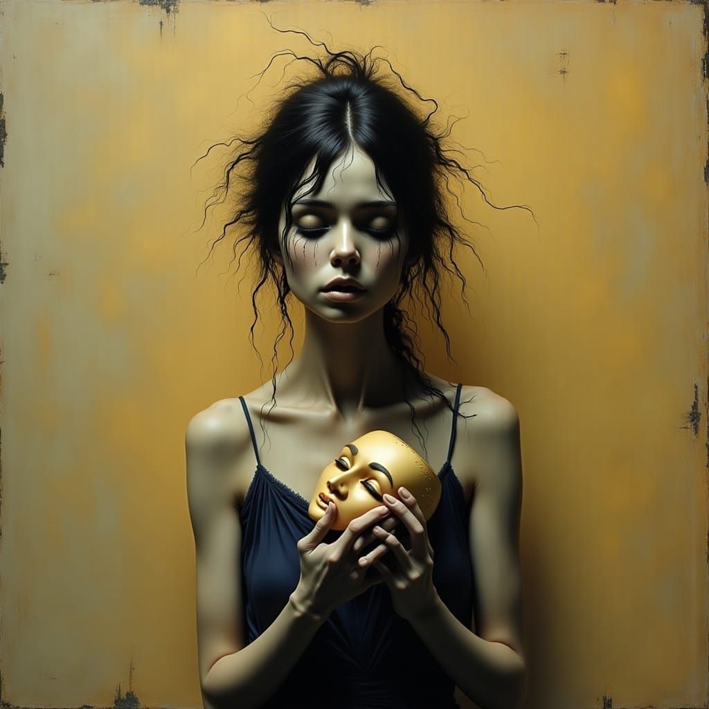 Surreal Impasto Painting of a Woman's Inner Turmoil