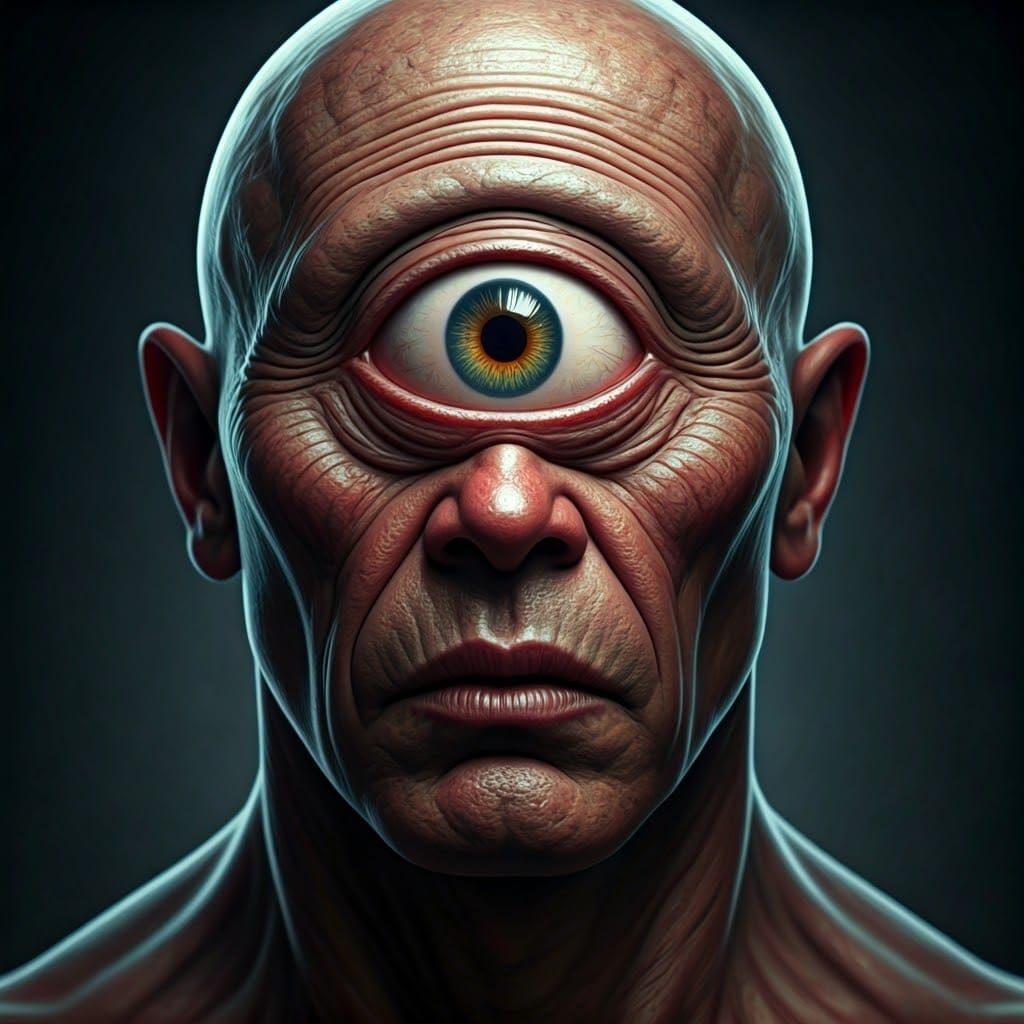 Giant Cyclops Man with a Single Realistic Eye