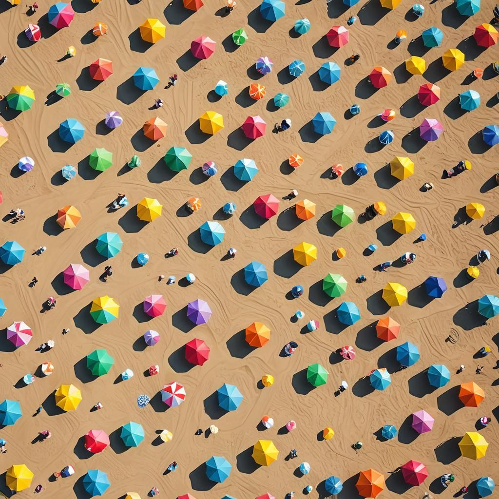 Vibrant Beach Scene in the Style of David Hockney