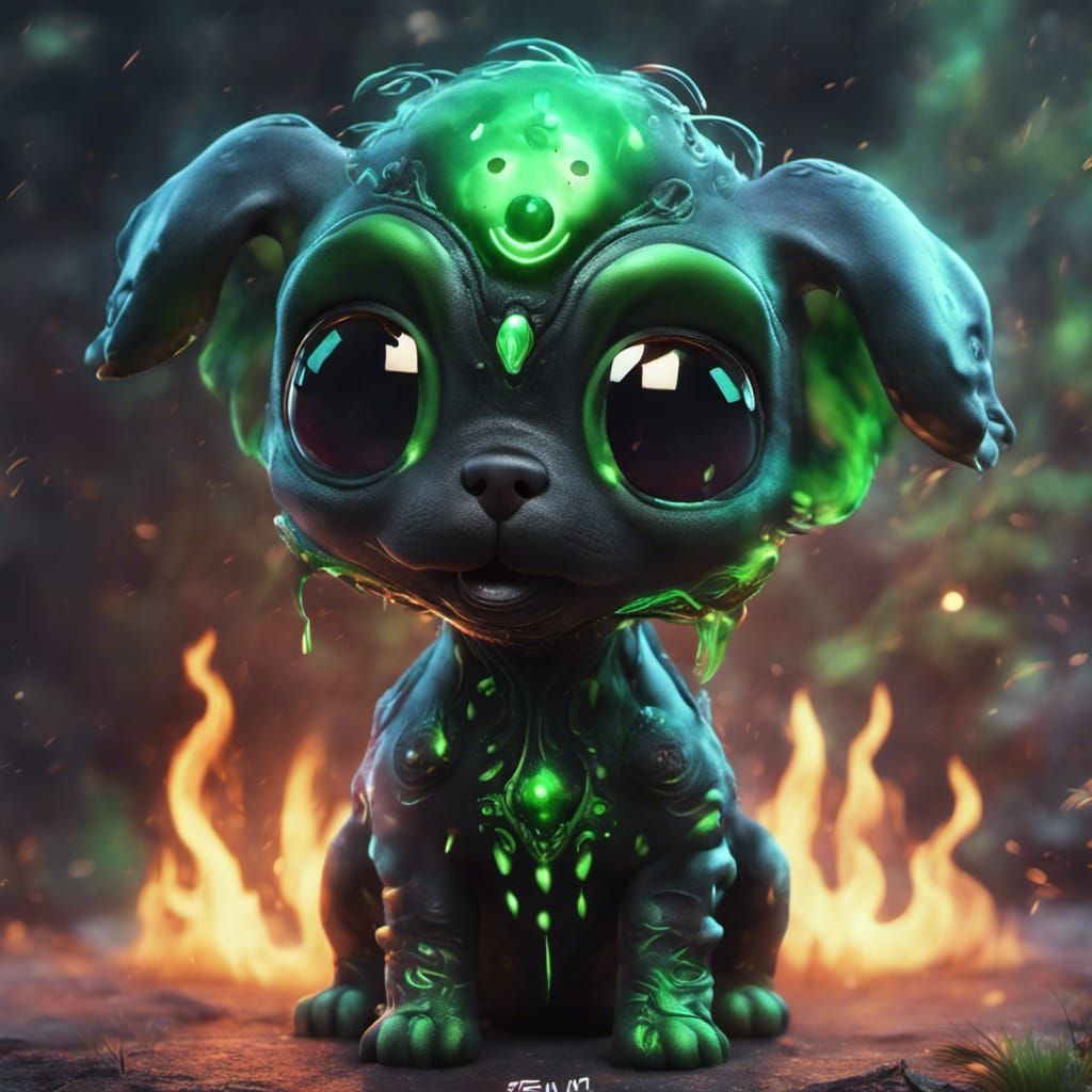 Green jewel alien puppy