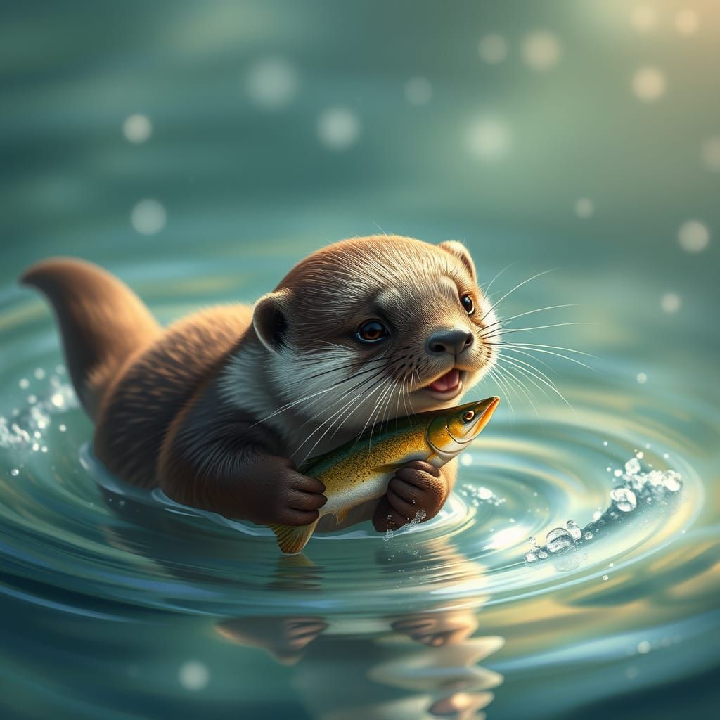 Otter in Enchanted Aquatic Landscape