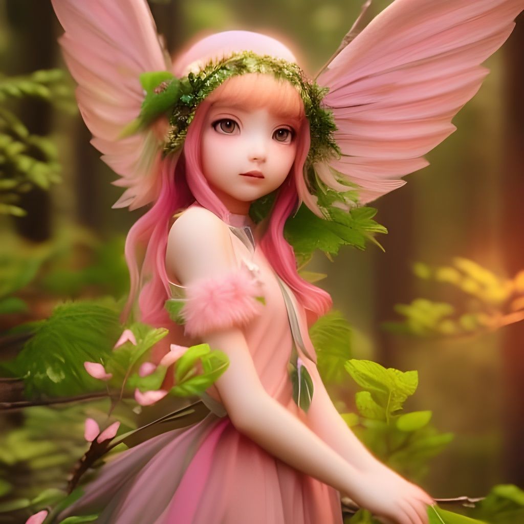 Adorable Forest Druid with Iridescent Wings