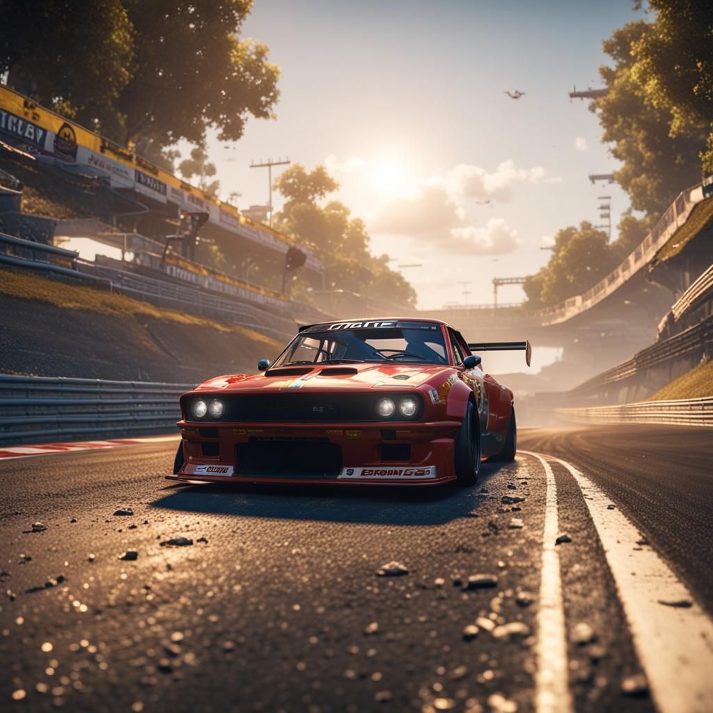 Racing Car with Cinematic 3D Video Game Graphics