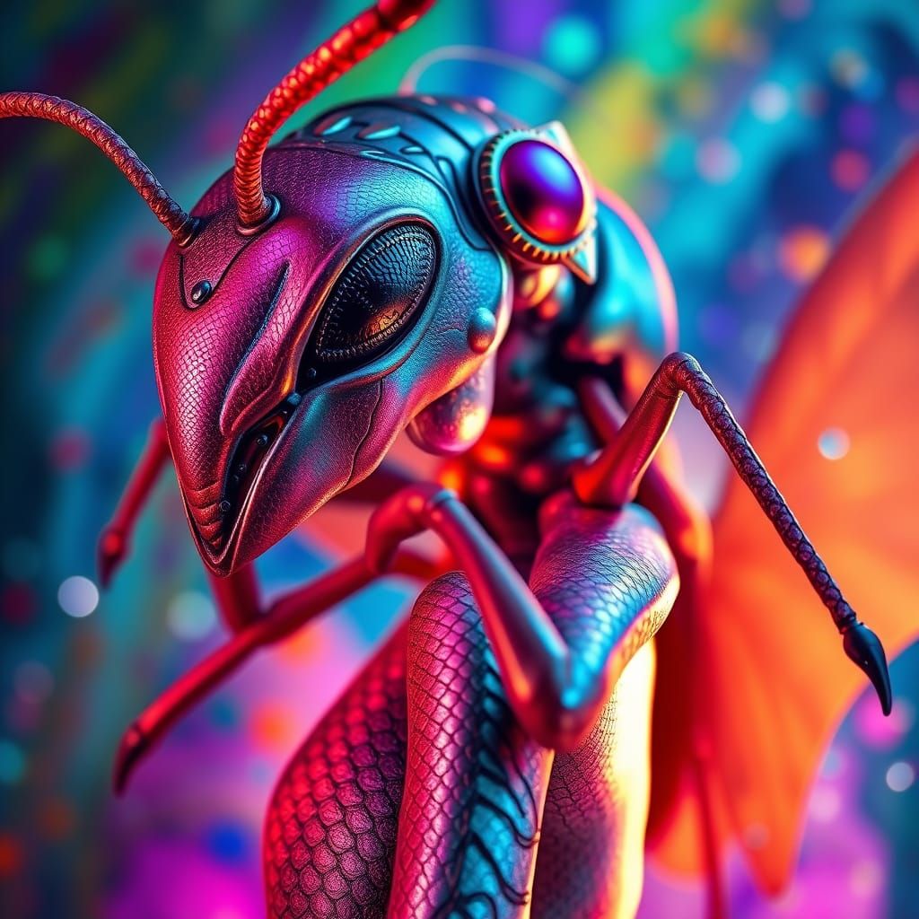 Mermaid-Ant Hybrid in Vibrant Hyperrealism