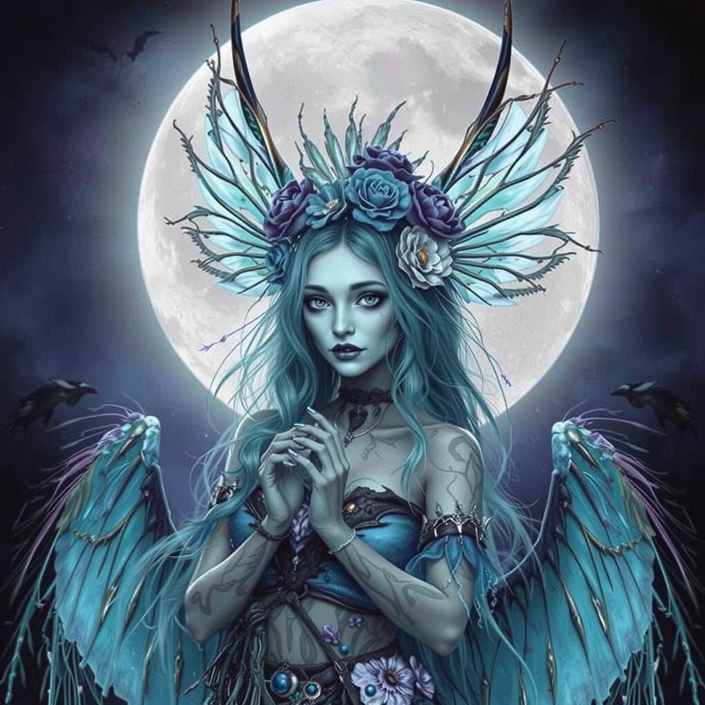 Radiant Zombie Fairy Dances Under the Moon