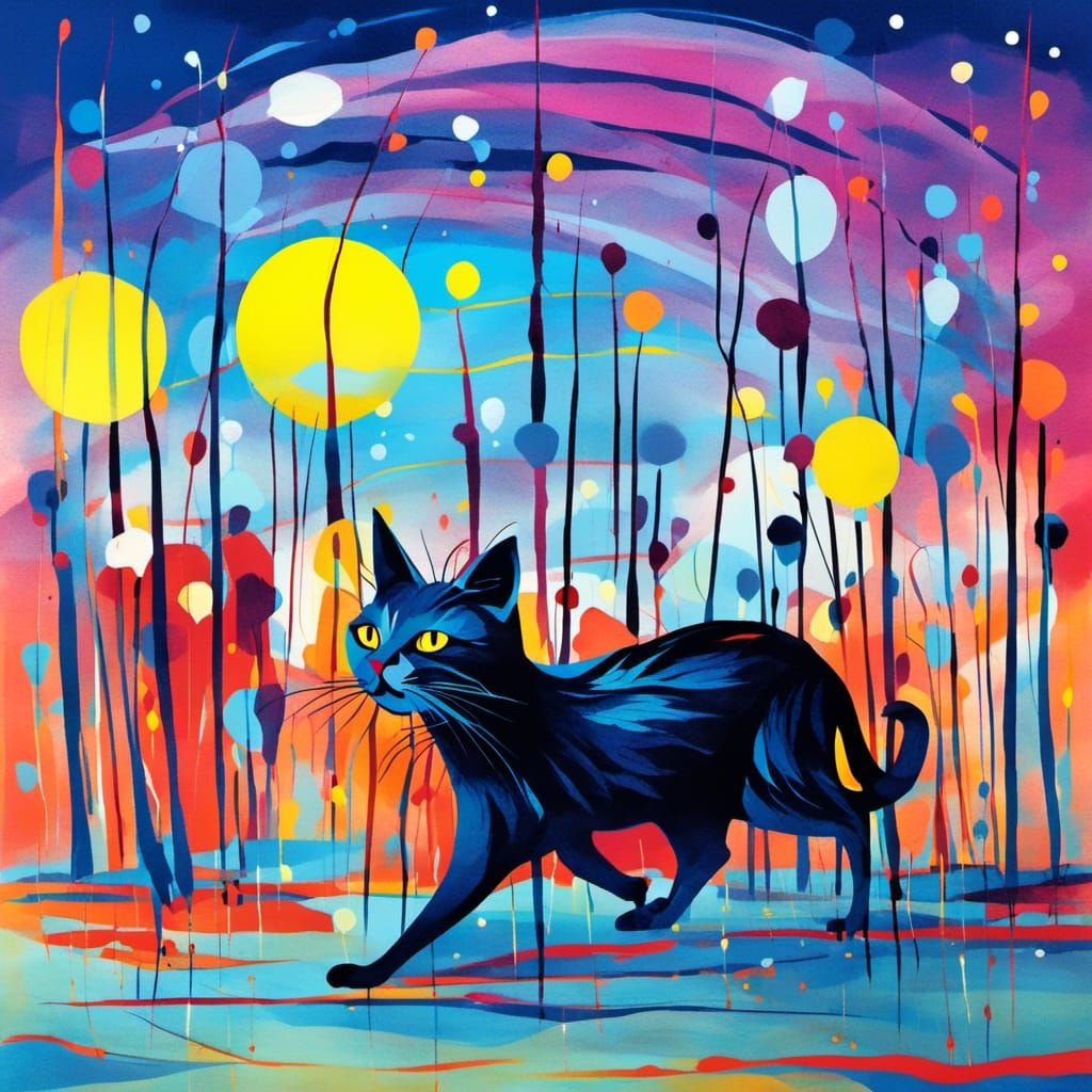 Raver Cat in Graffiti Street Art Style