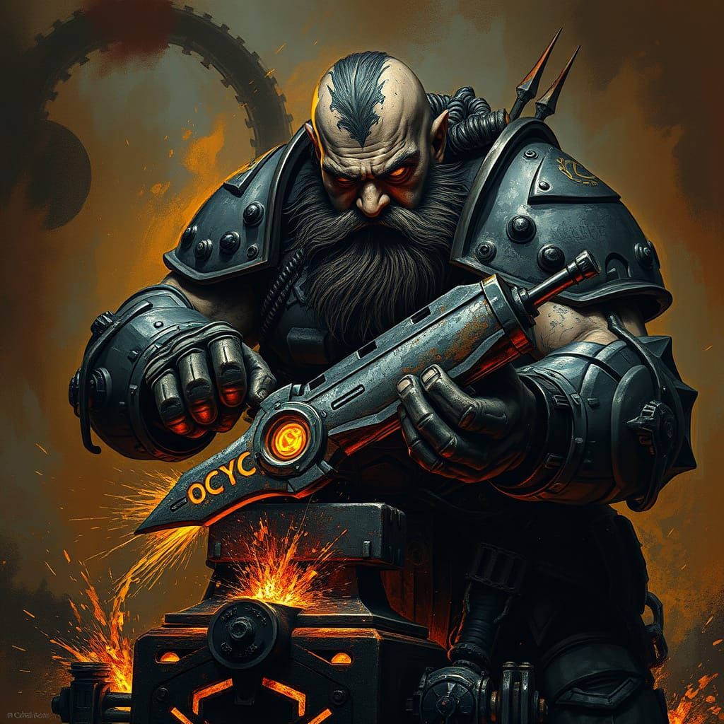 Celestial Blacksmith Forging a Weapon