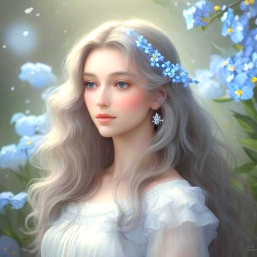 Woman with Forget-Me-Not Flower