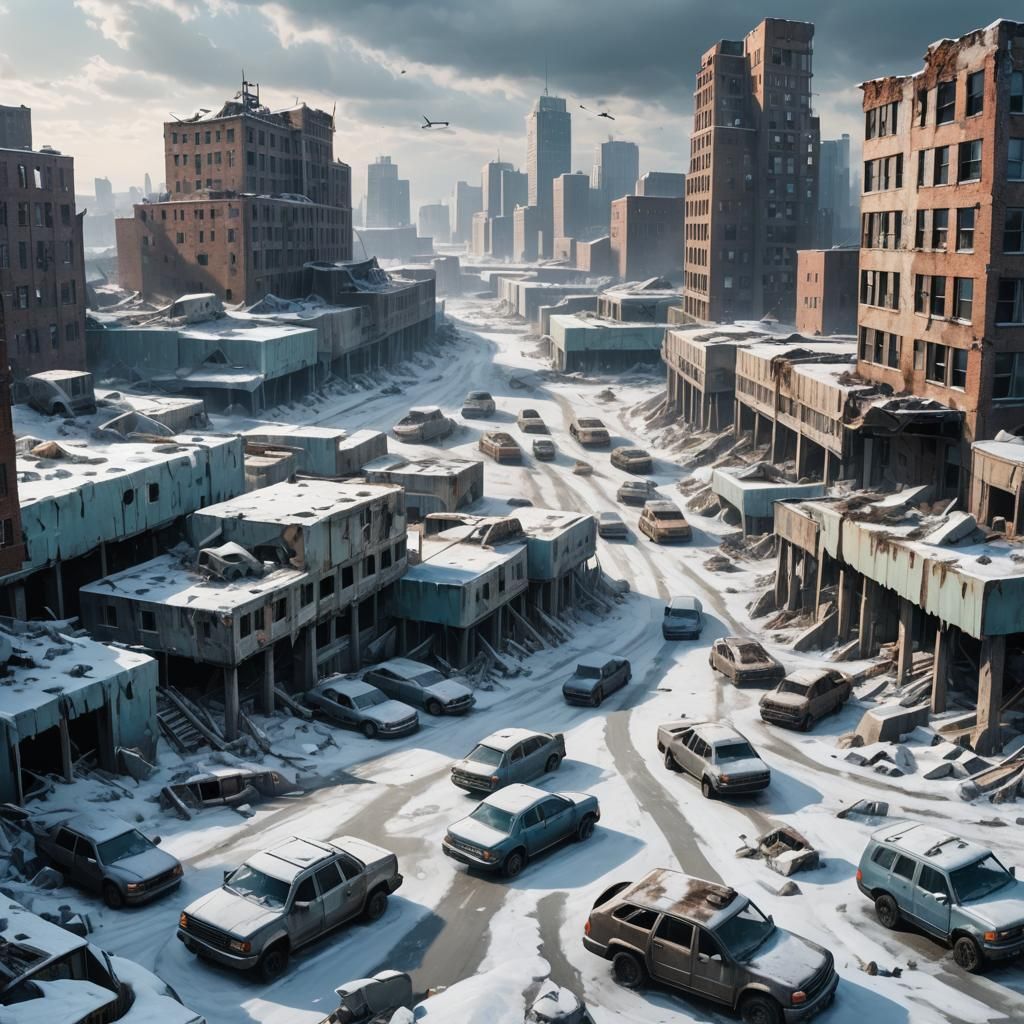 Frozen Wasteland: A Haunting Post-Apocalyptic Landscape