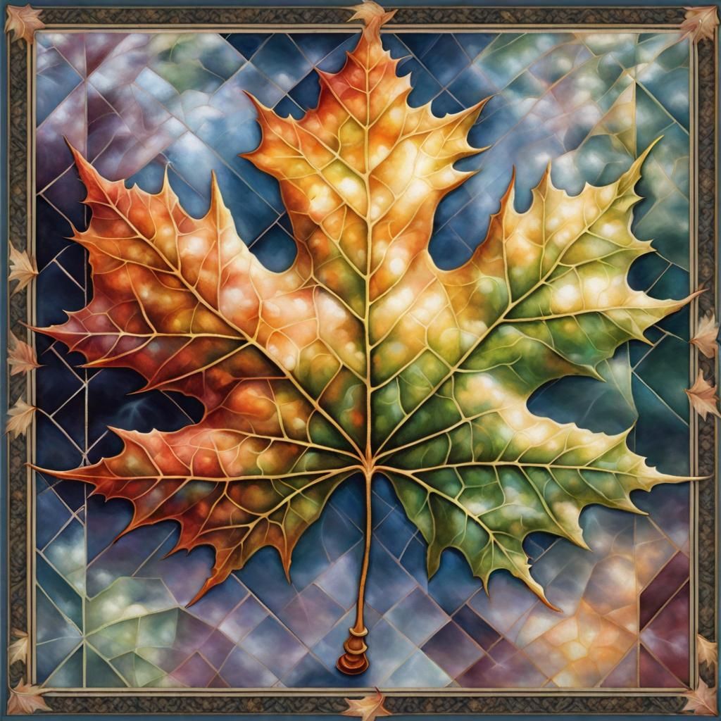 Four Seasons Maple Leaf Tapestry in Ethereal Style
