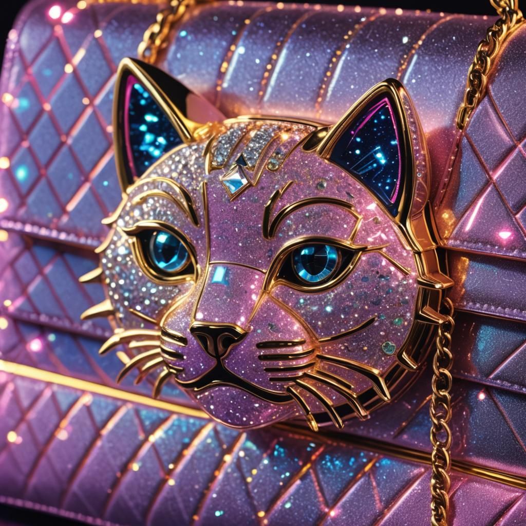 Neon Cat Purse: Synthwave Retro Luxury