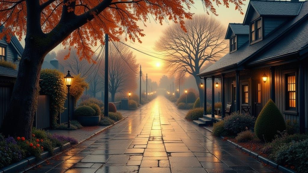 Ethereal Evening Landscape in Whimsical Watercolor Style