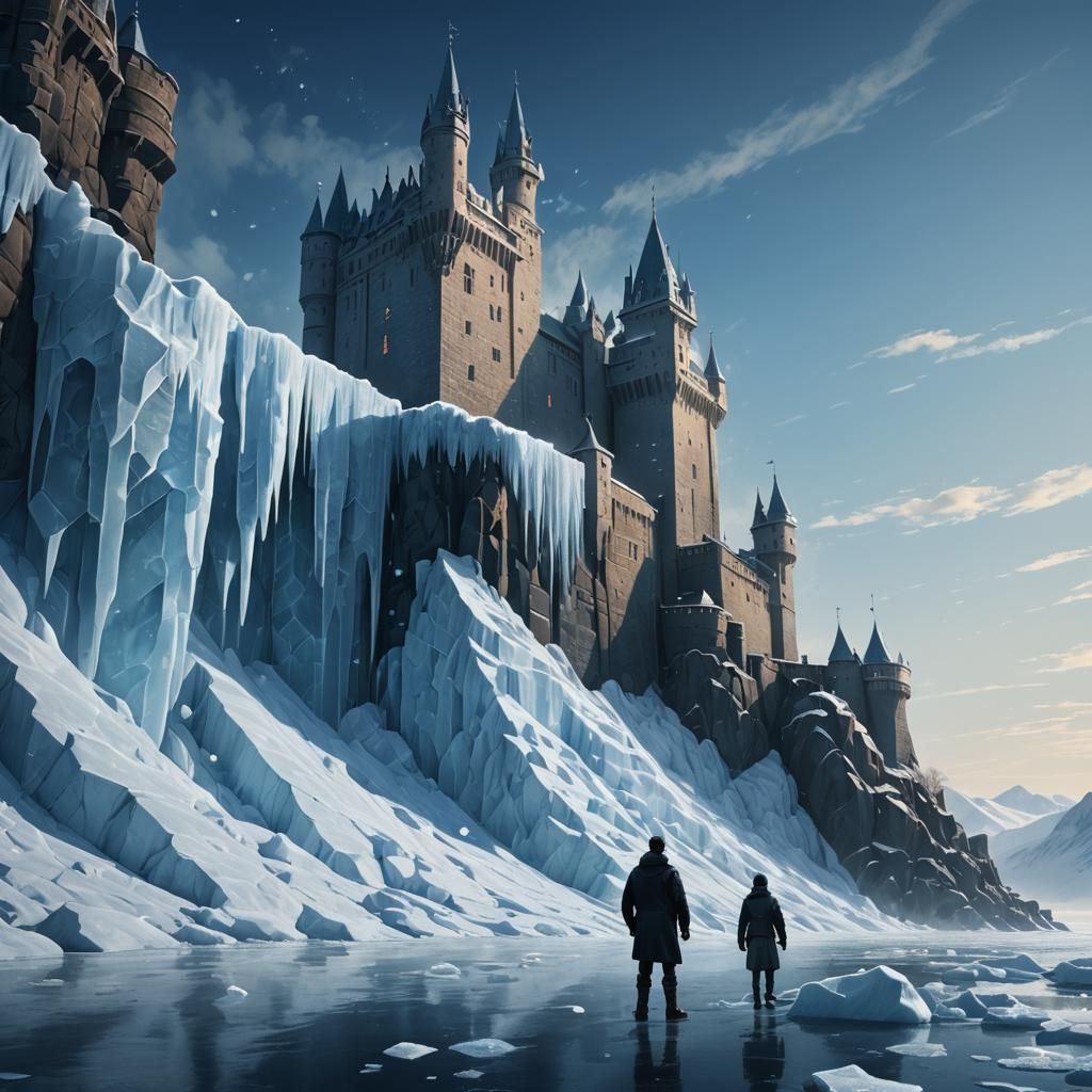 Icy Sea Wall Castle: Fantasy Realism Concept Art