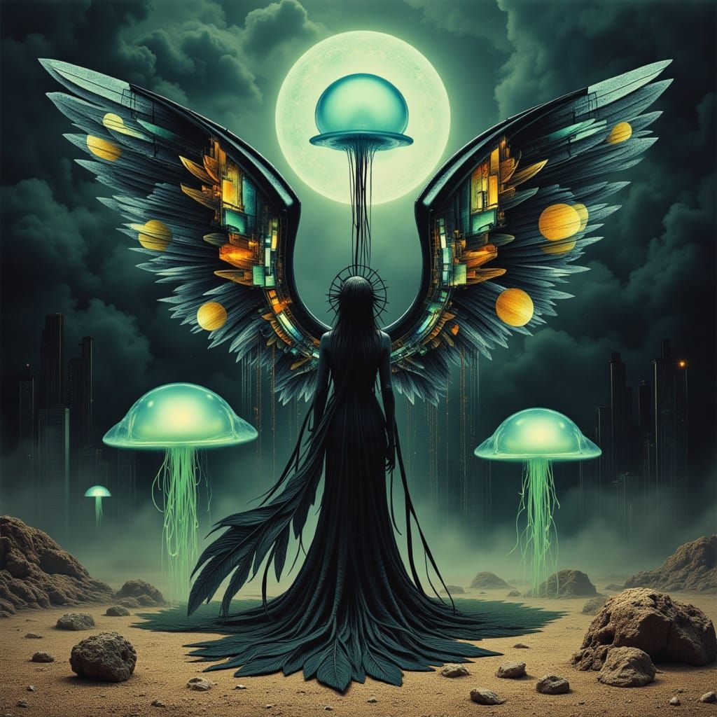 Spectral Art Deco Lady in Underwater World