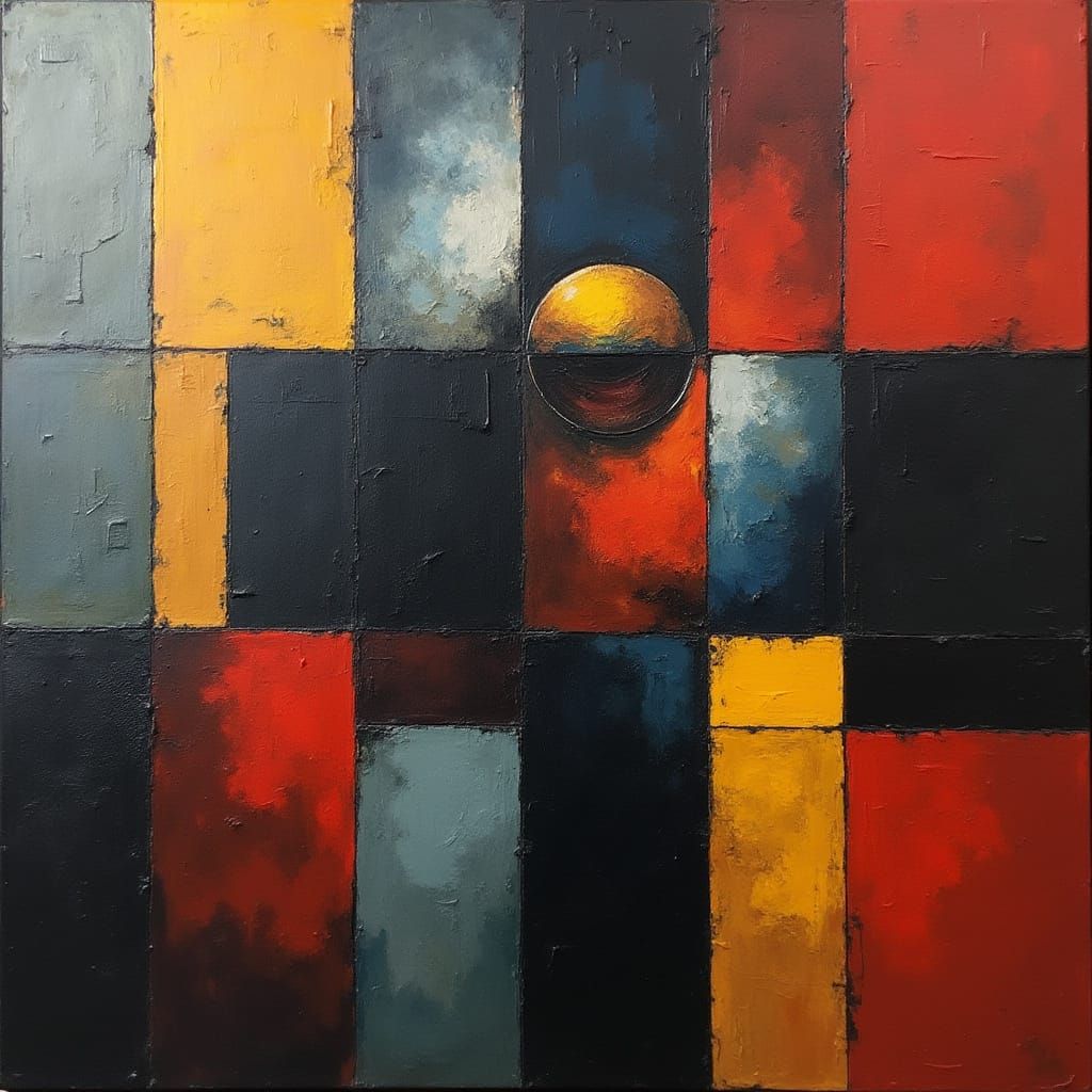 Surrealist Nightmare Scene with Abstract Geometry