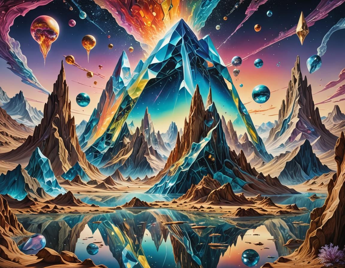 Crystal City on Alien Planet in Surreal Style