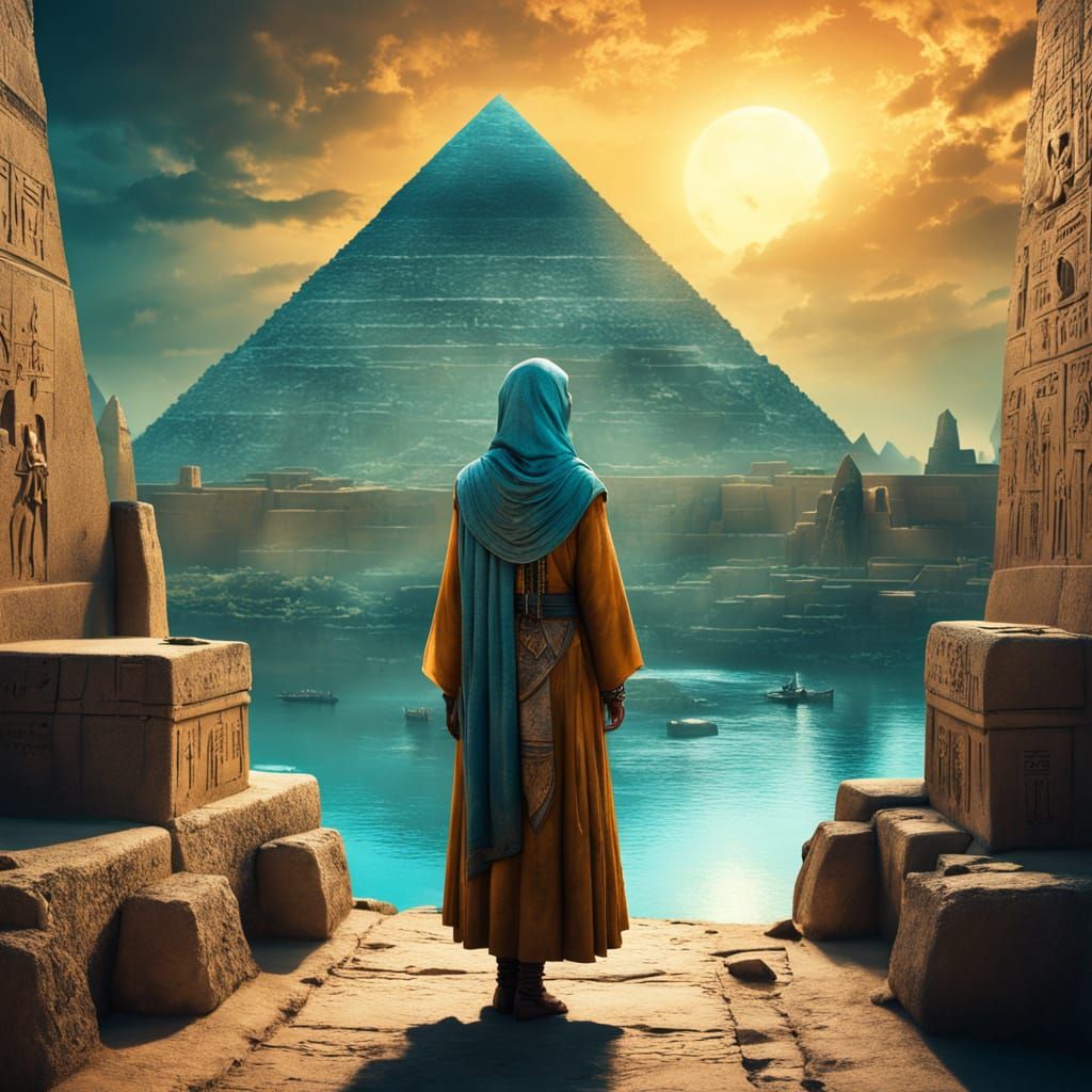 Mystical Priestess on the Nile in Dreamy Art