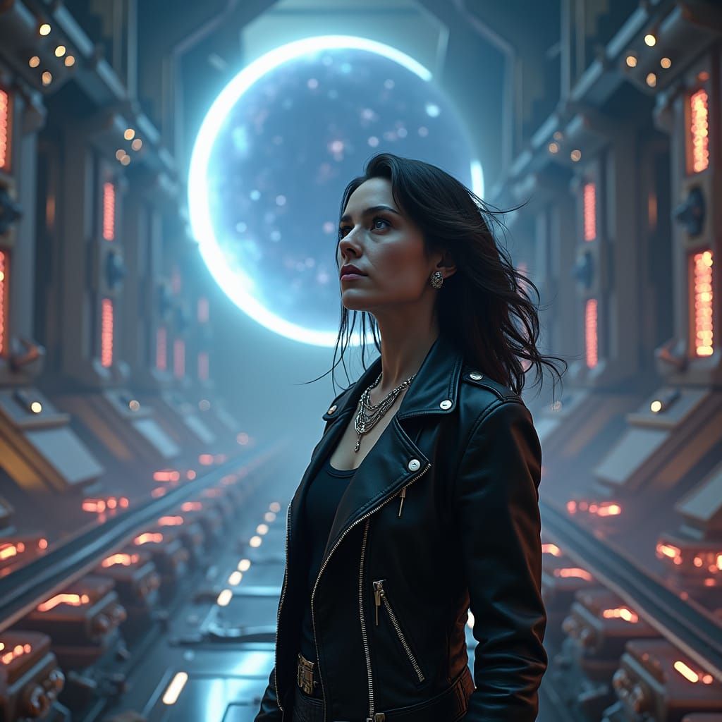 Sci-Fi Heroine in Futuristic Landscape, Photorealistic Rende...