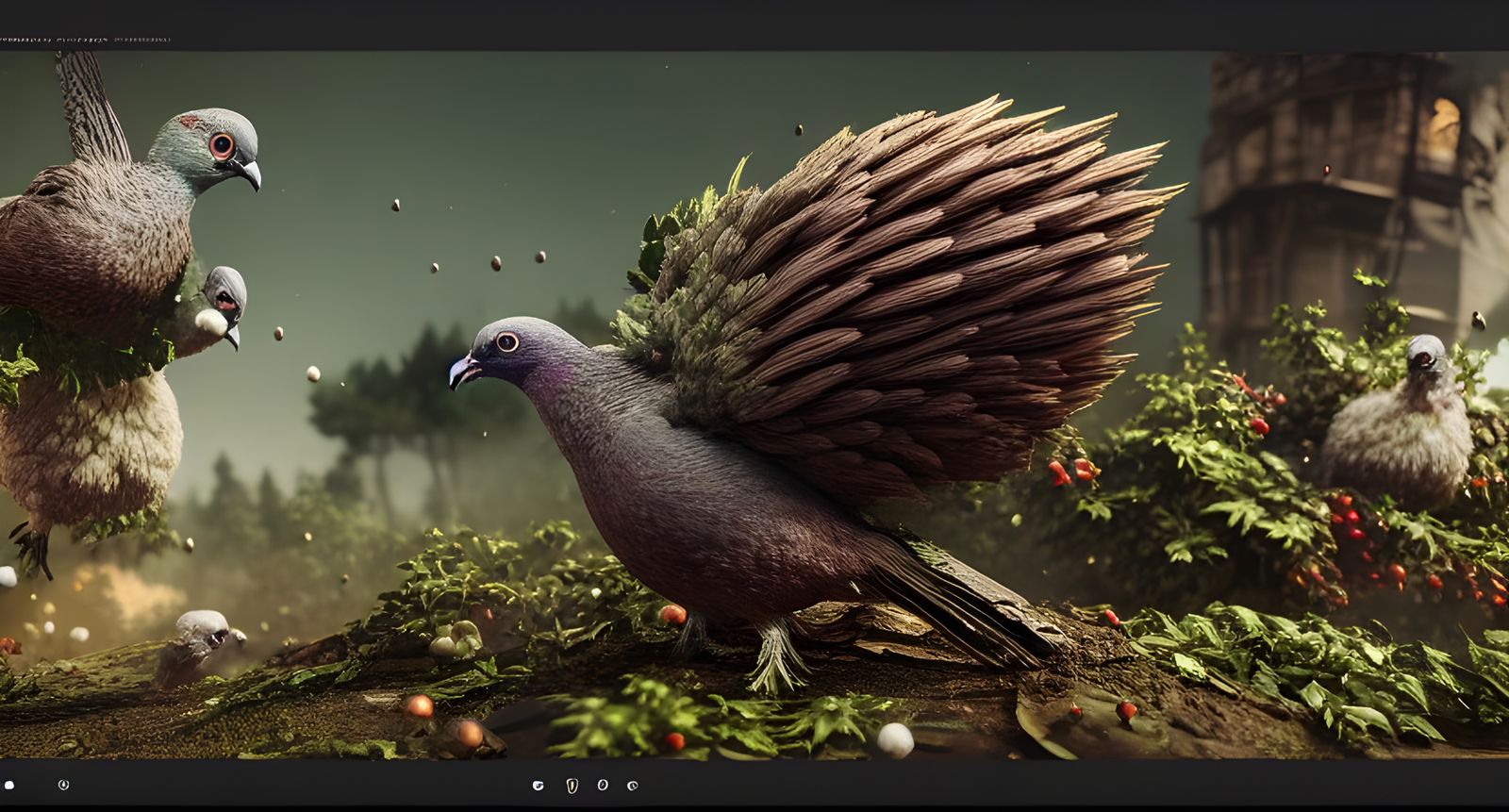 Intricate War Pigeon in Maximalist Style