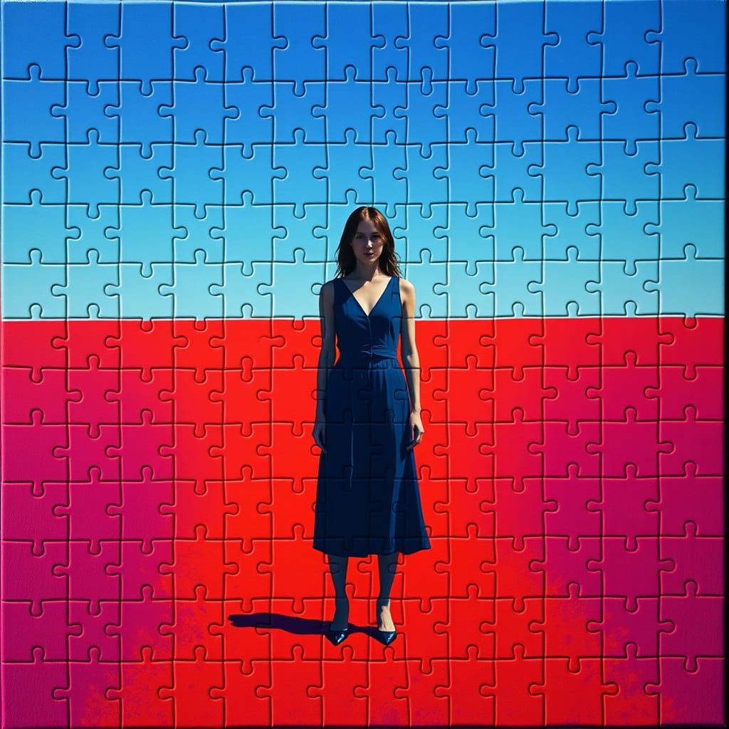 Serene Woman Amidst Blue Sky Jigsaw Puzzles