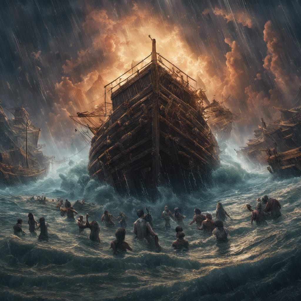 Noah's Ark Flood: Detailed Matte Painting
