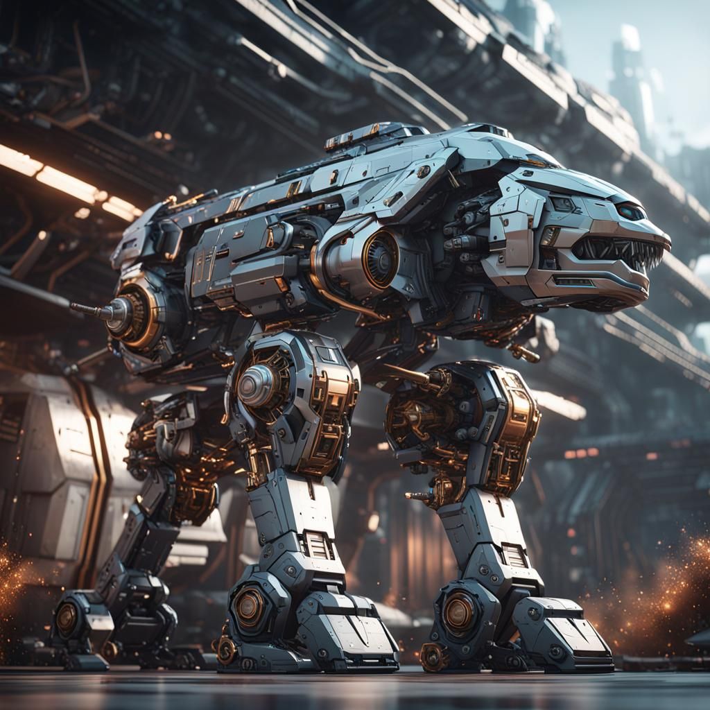 Futuristic Sci-Fi Mech Dog in 8K