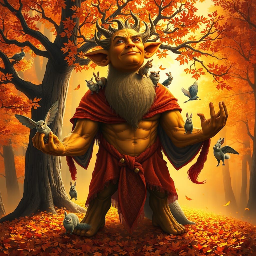 Autumn Tree Spirit in Hyper-Realistic Style