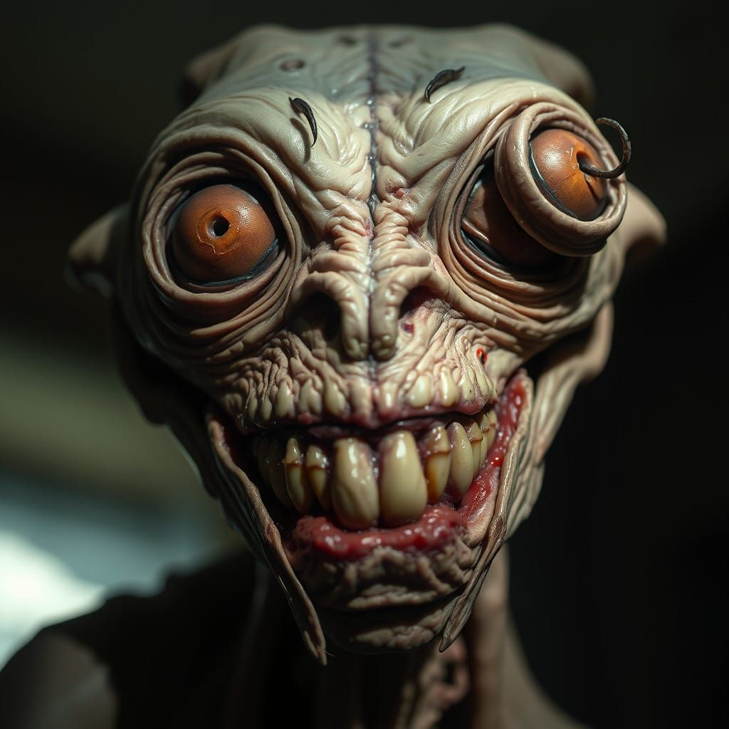 Grotesque, Elongated Creature in Cinematic, High-Contrast St...