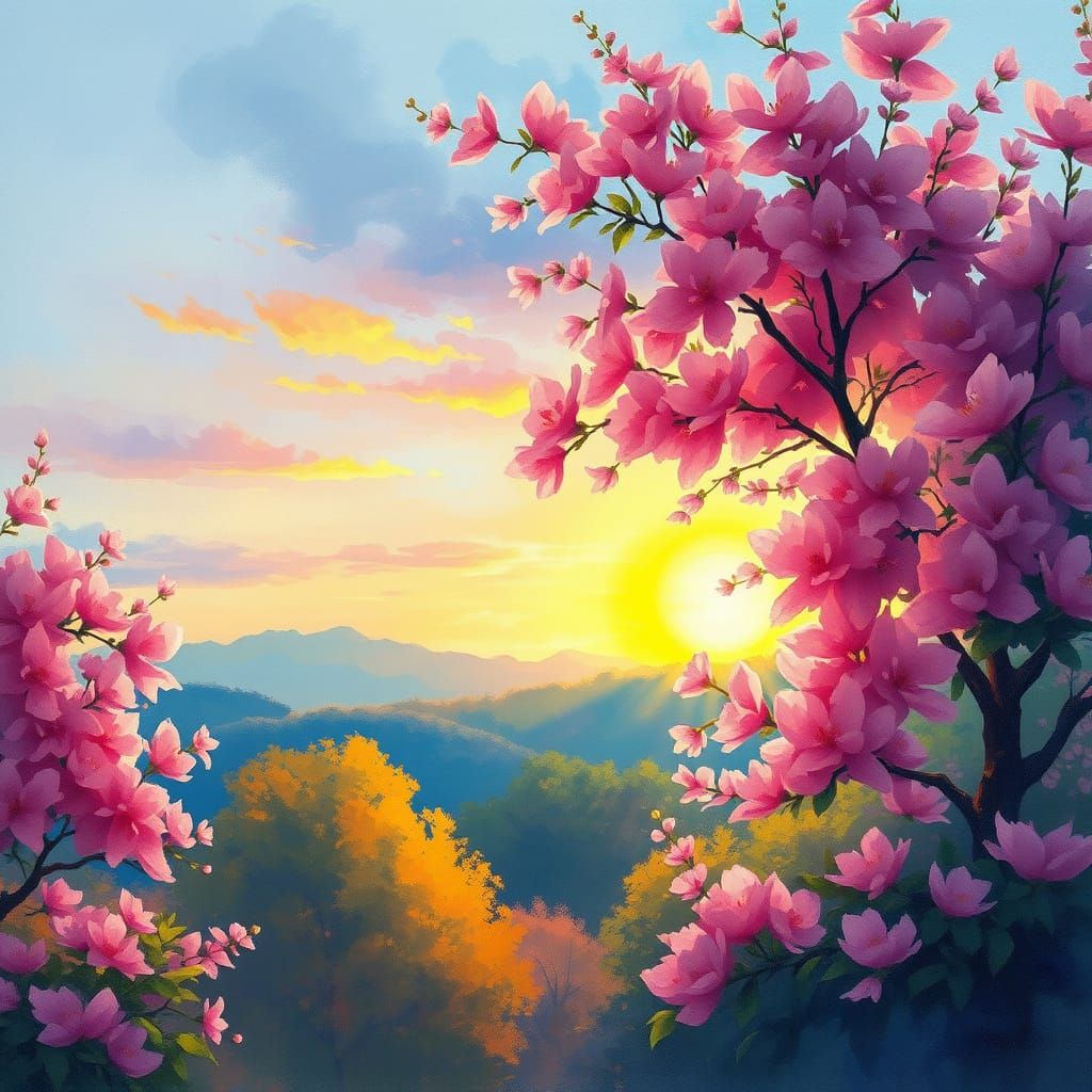 Surreal Morning Bloom in Impressionist Watercolor