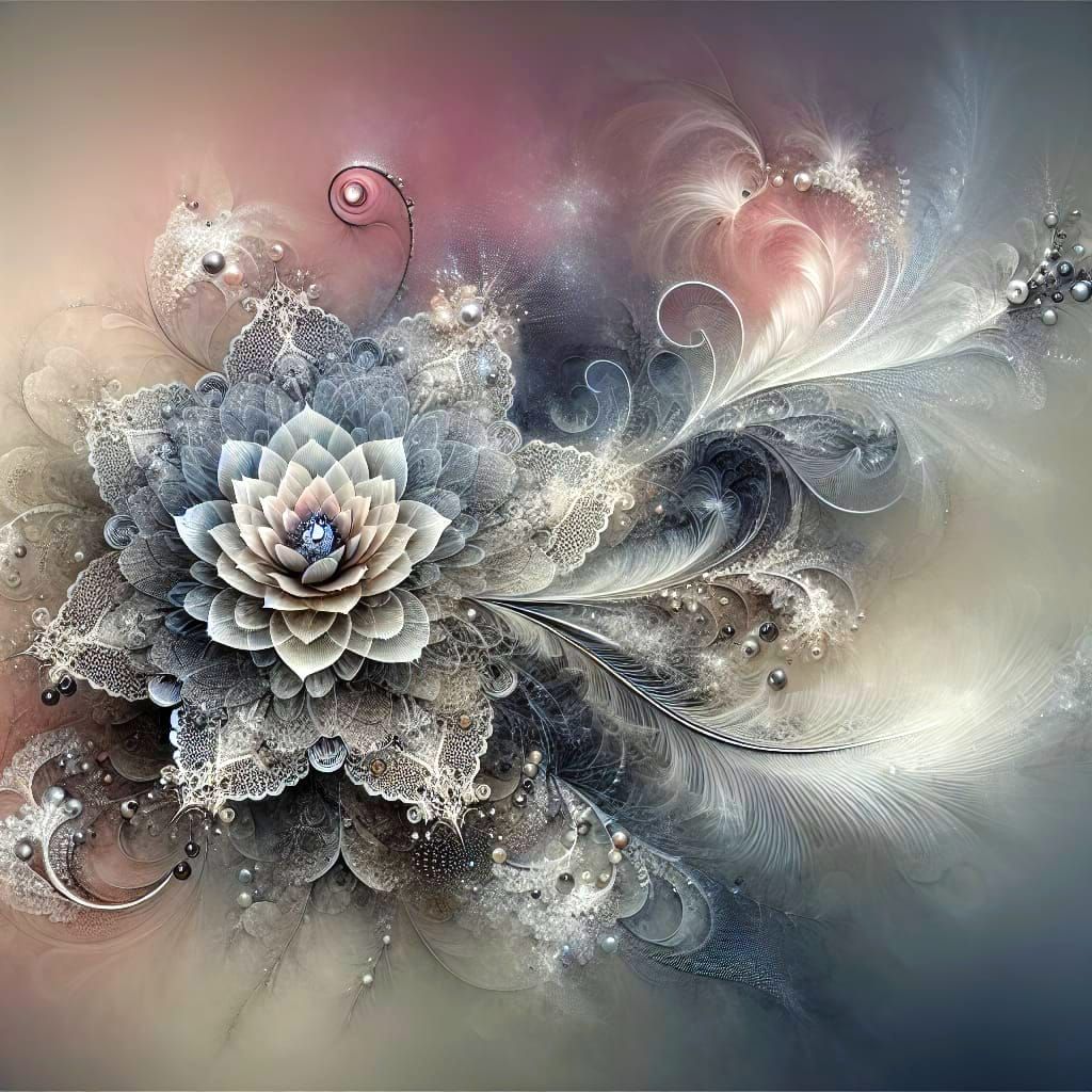 Ethereal Floral Masterpiece in Diamond Lace and Feathers